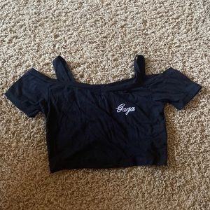 Lady Gaga black crop top shirt